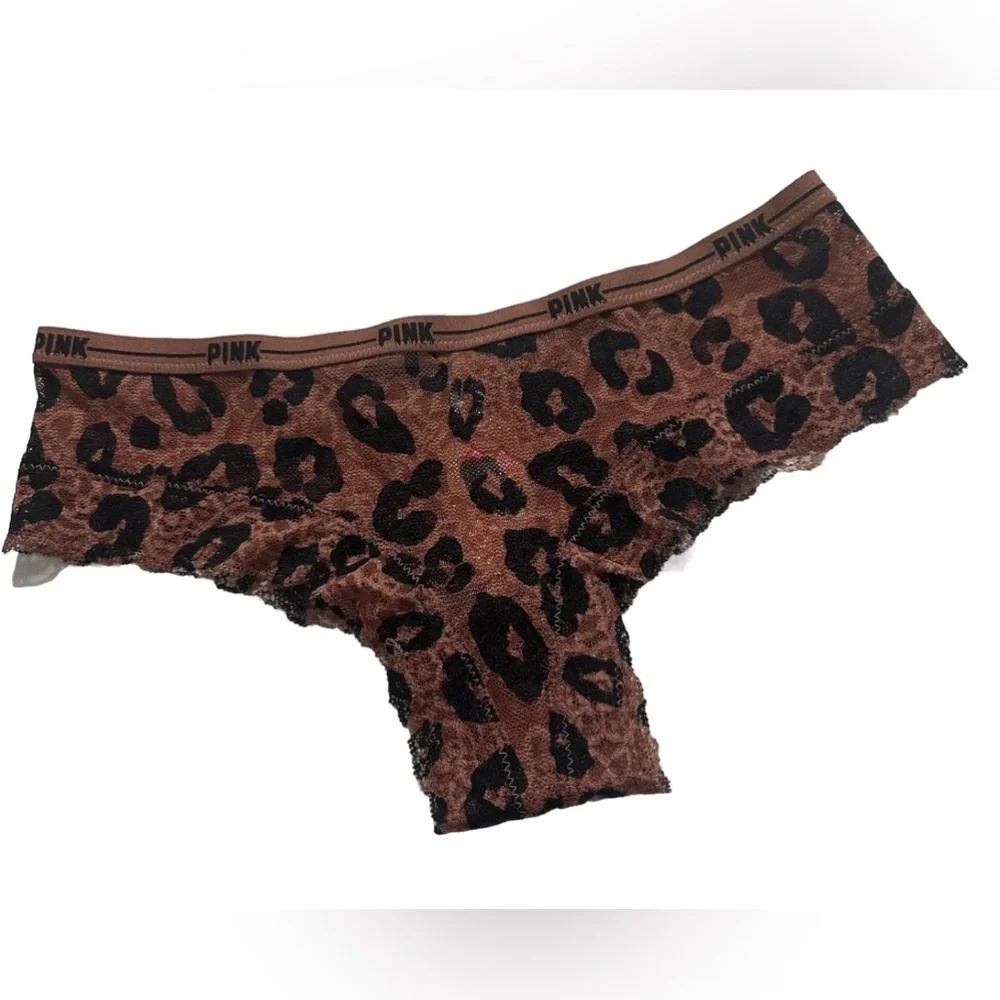 Victoria's Secret PINK Leopard Lace Cheekster Panty- Brown & Black